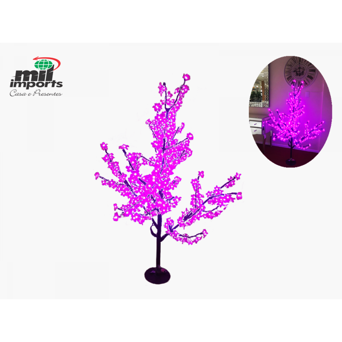 Arvore de led rosa 1.55M