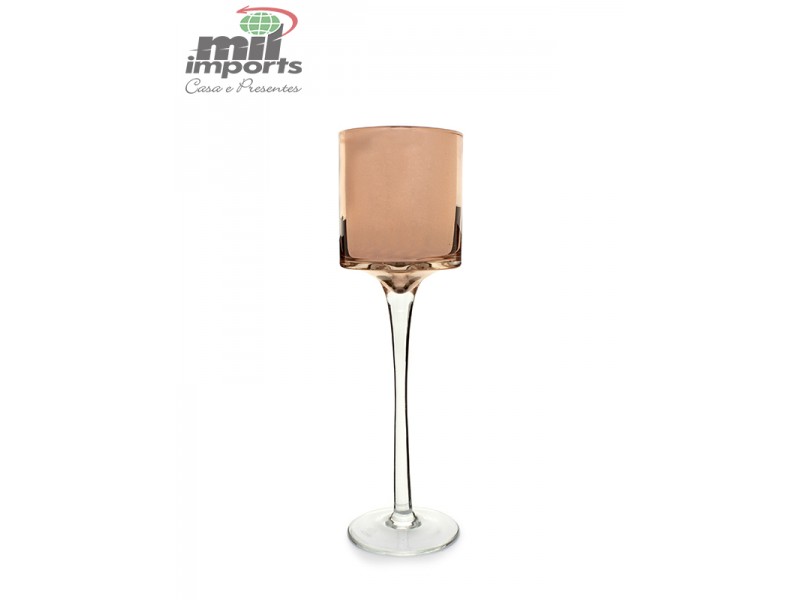Castiçal de Vidro Bronze G (30 CM)