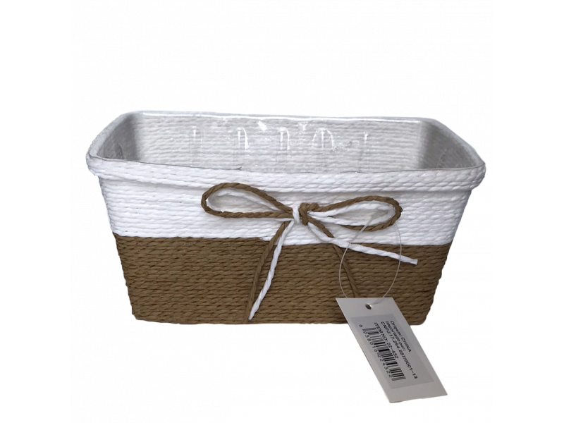 Cesto vime de corda decorativo retangular