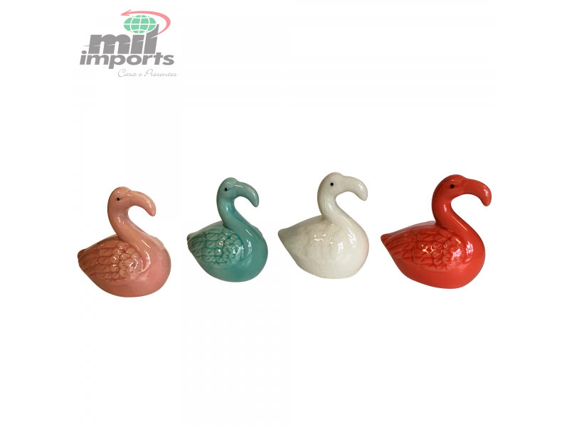 FLAMINGO DECORATIVO EM CERÂMICA