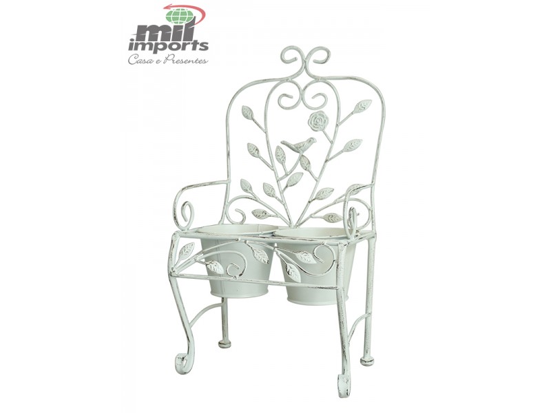 ENFEITE DE FERRO P/ ORNA. DE JARDIM BIRD COM 2 VASOS