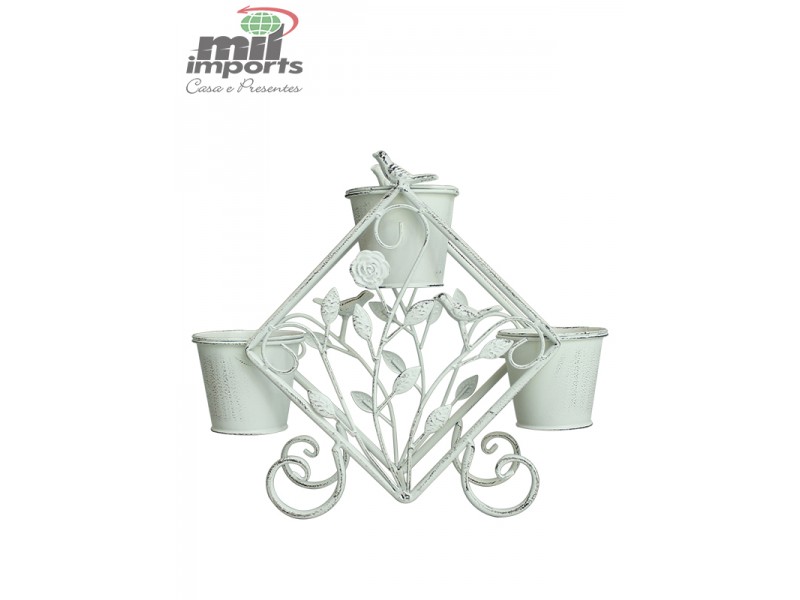 ENFEITE DE FERRO PROVENÇAL P/ ORNA. DE JARDIM COM 3 VASOS