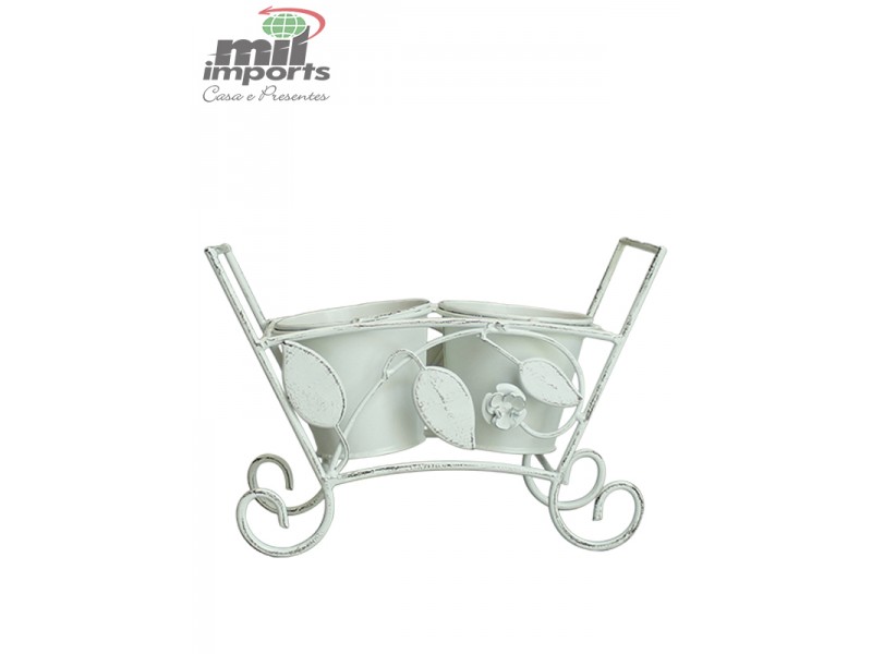 ENFEITE DE FERRO  RUSTIC P/ ORNA. DE JARDIM COM 2 VASOS