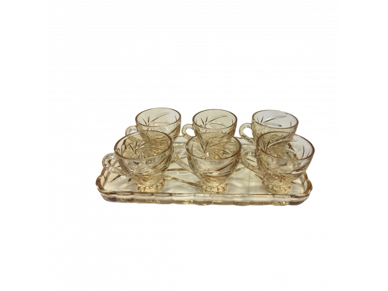 Bandeja cristal com seis copos decorativo