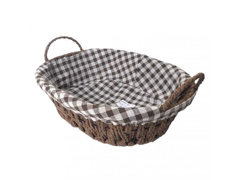 Cesta vime tecido xadrez decorativa