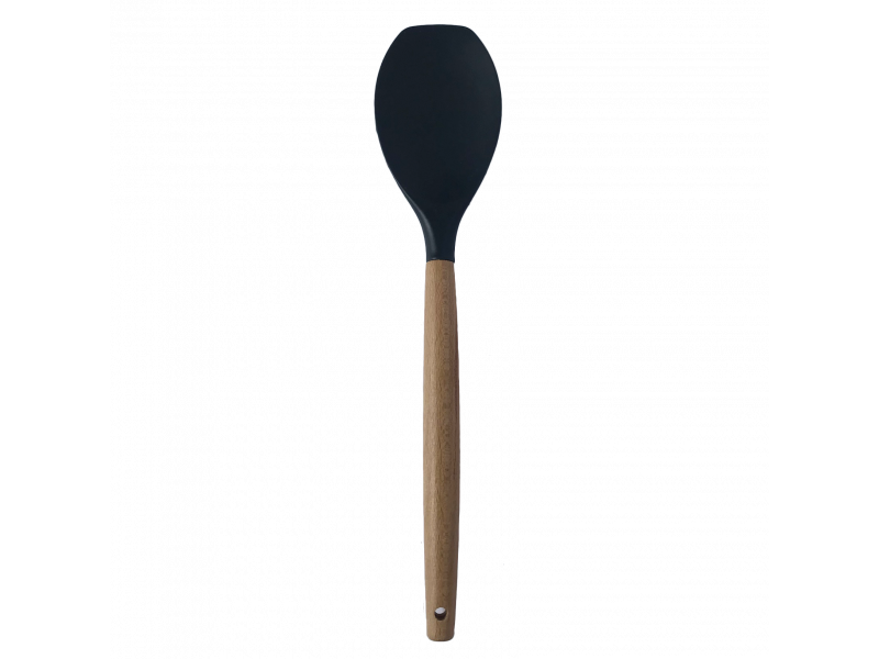 Colher silicone com cabo de bambu