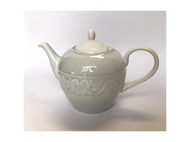 Bule de porcelana alto relevo decorativo