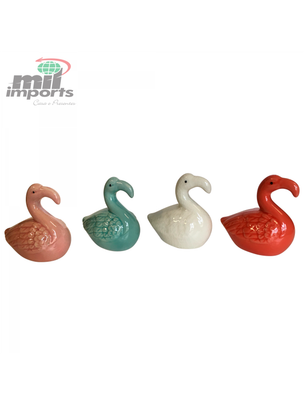 FLAMINGO DECORATIVO EM CERÂMICA