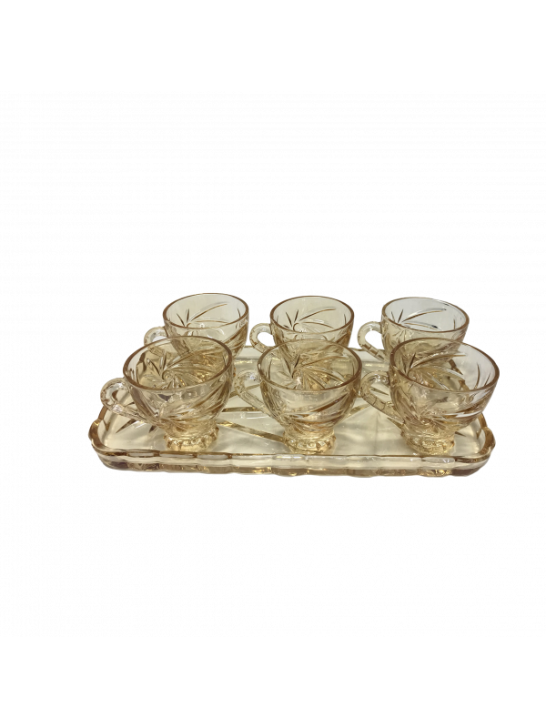Bandeja cristal com seis copos decorativo