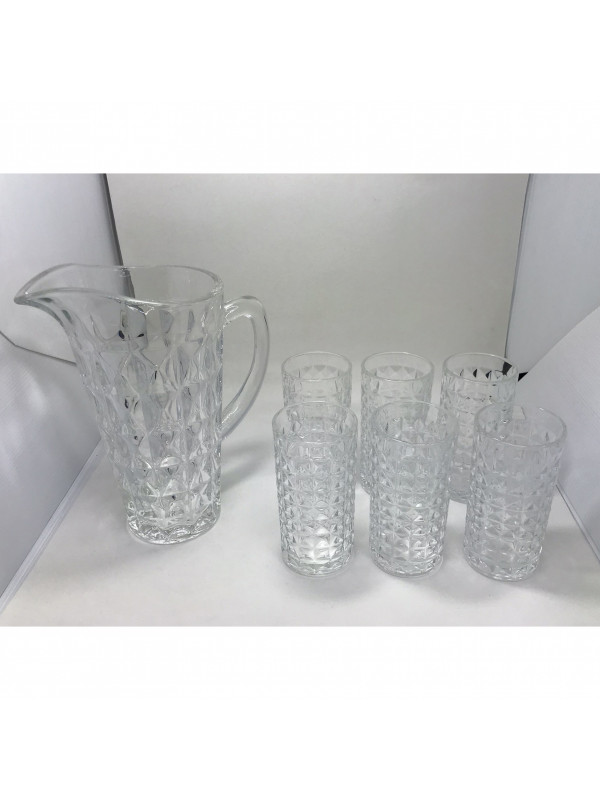 Jogo jarra copos seis copos em cristal decorativo