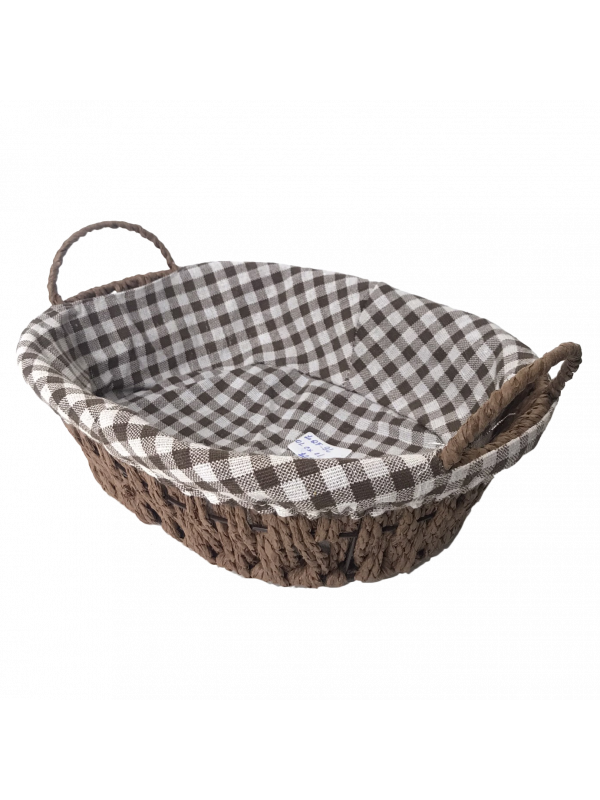 Cesta vime tecido xadrez decorativa