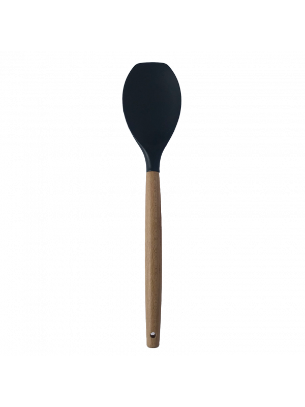Colher silicone com cabo de bambu