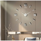 Relógio decorativo adesivo prata 3D de parede 