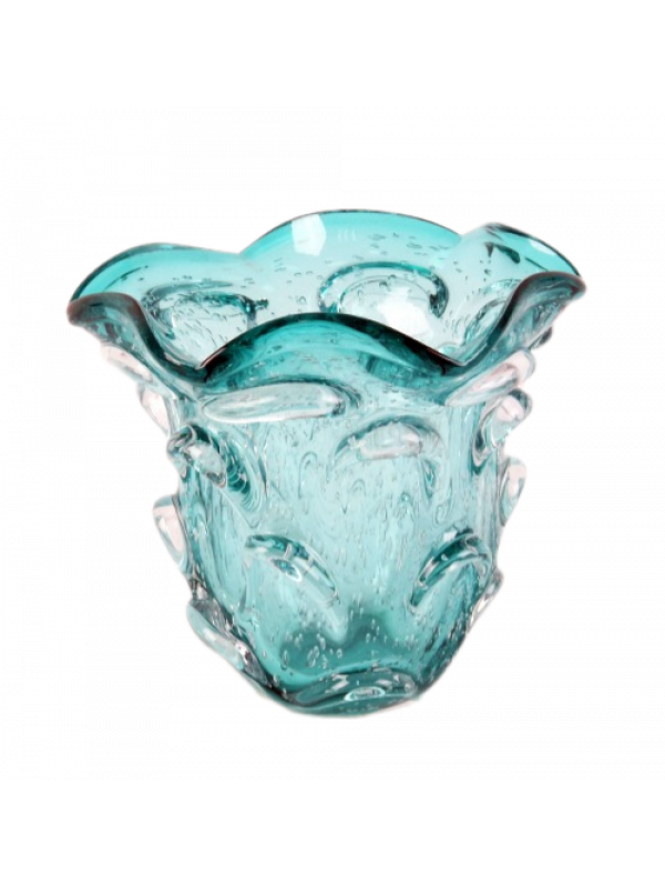 VASO MURANO AZUL TURQUESA 14CM
