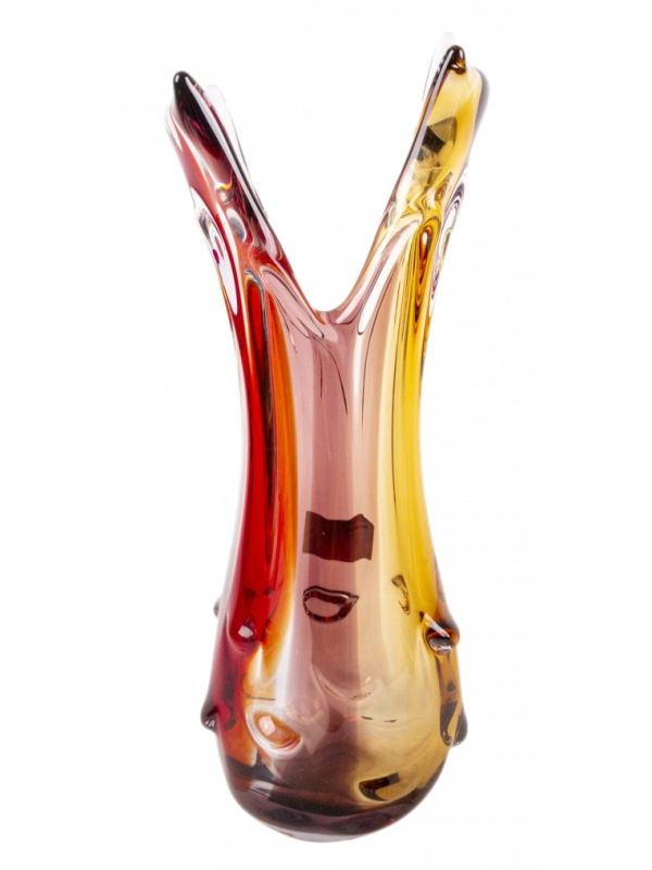 VASO MURANO VERMELHO E AMARELO 35CM
